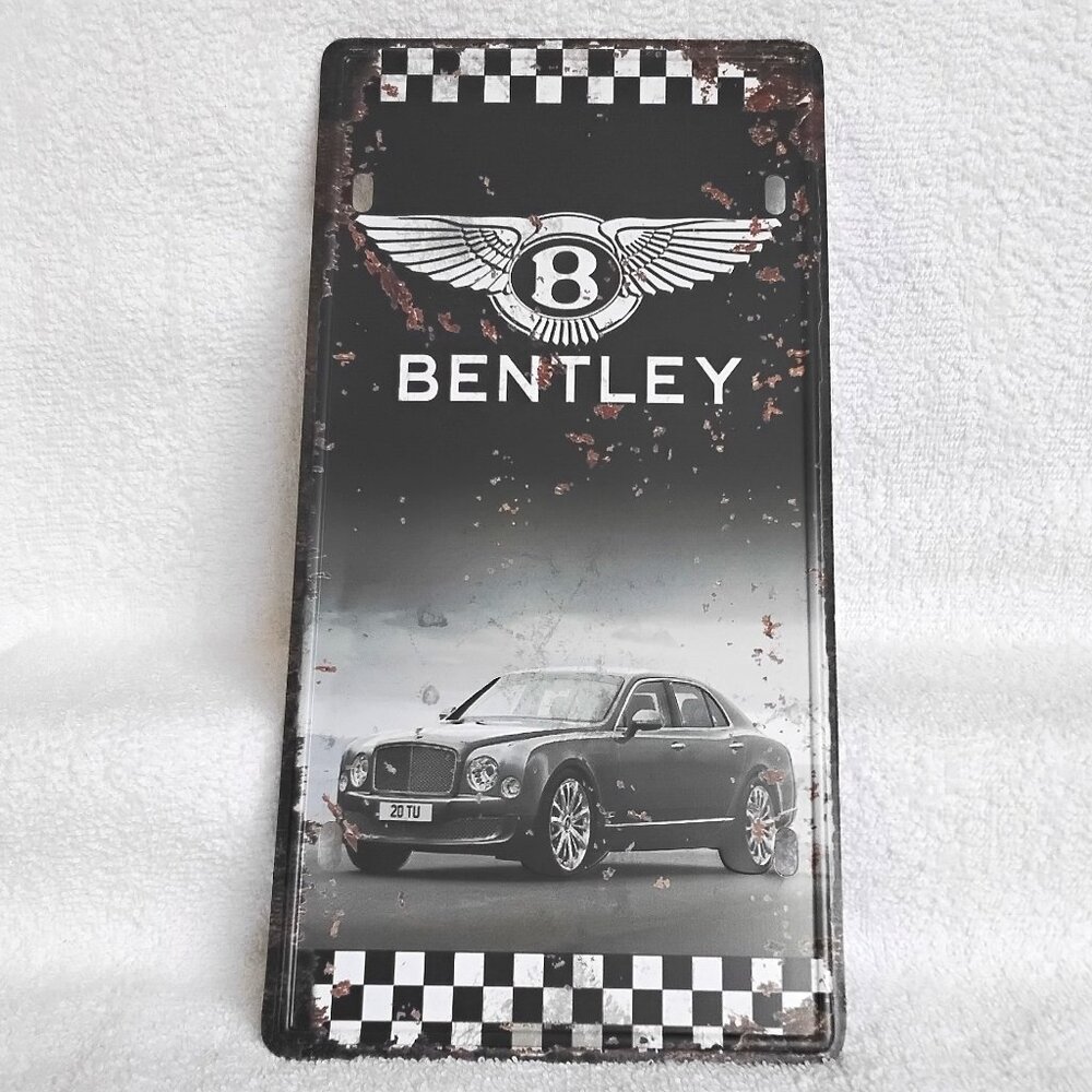 Metal Wall Decor Novelty Bentley Stamped Liscense Plate BNWOT!!